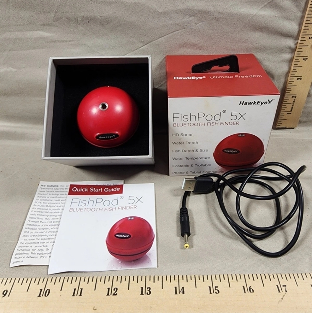HawkEye FishPod 5X Bluetooth Fishfinder Used Works Great Shape